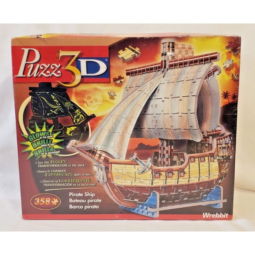 Wrebbit PUZZLE 3D PIRATE SHIP GLOWS IN THE DARK - 358 PIECES (#04402)